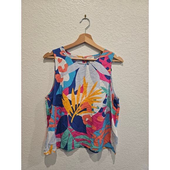 J crew Tops - JCrew colorful tropical turquoise blouse sz Medium